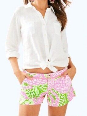 Lilly Pulitzer Adie Shorts Pink Sunset Home Slice - SZ 14
